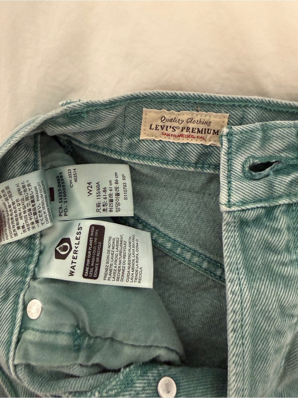 Levi's Washed Teal High-Rise Cutoff Denim Shorts - Picture 4 of 4